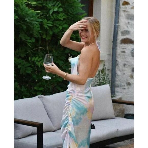 New with tags Zara Tie Dye Slip Midi Dress With Slit Multicolor 3525/456 aize M - Picture 9 of 16